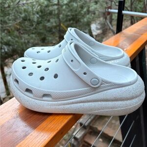 Silver / gray platform crocs with glitter women’s 10 men’s 8